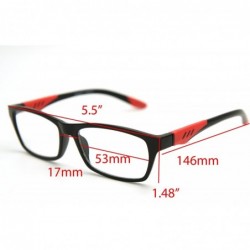 Rectangular Double Injection Lightweight Reading Glasses Free Pouch 53mm-17mm-146mm - Matte Black Matte Red - CG12O5V25OG $18.74