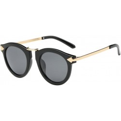 Oval Vintage Glasses Metal Oval Frame Polarized Sunglasses Anti-UV Eyewear - Black - C4180RITQ2Q $14.44