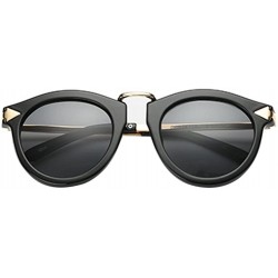 Oval Vintage Glasses Metal Oval Frame Polarized Sunglasses Anti-UV Eyewear - Black - C4180RITQ2Q $14.44