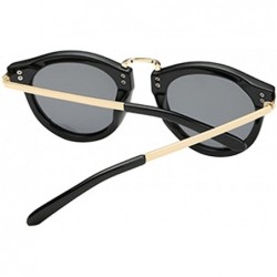 Oval Vintage Glasses Metal Oval Frame Polarized Sunglasses Anti-UV Eyewear - Black - C4180RITQ2Q $14.44