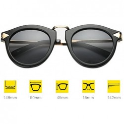 Oval Vintage Glasses Metal Oval Frame Polarized Sunglasses Anti-UV Eyewear - Black - C4180RITQ2Q $14.44