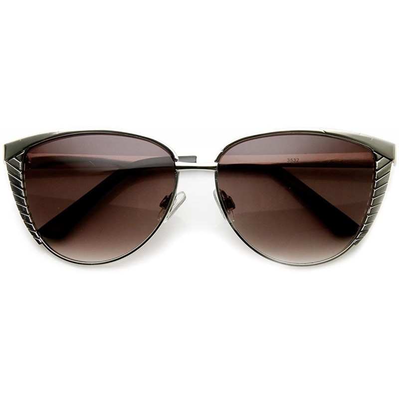 Cat Eye Womens Oversize Metal Engraved Glam Cat Eye Sunglasses - Silver Lavender - CS11N9FRHAZ $10.75