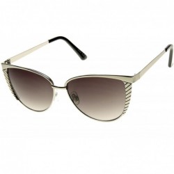 Cat Eye Womens Oversize Metal Engraved Glam Cat Eye Sunglasses - Silver Lavender - CS11N9FRHAZ $10.75
