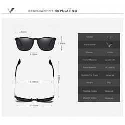 Round Polarized Sunglasses Navigator Rectangular Designer - Black Frame (Glossy Finish) / Polarized Blue Mirror Lens - C4194E...