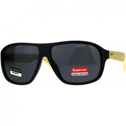 Square Real Bamboo Wood Temple Sunglasses Mens Racer Square Aviator UV 400 - Matte Black (Black) - CJ18G43I9C4 $13.31