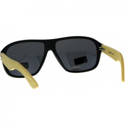 Square Real Bamboo Wood Temple Sunglasses Mens Racer Square Aviator UV 400 - Matte Black (Black) - CJ18G43I9C4 $13.31