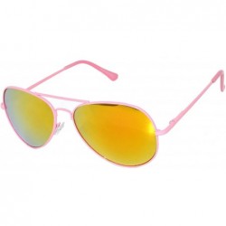 Aviator Colored Metal Frame with Full Mirror Lens Spring Hinge - Pink_mirror_lens - CN122DP4TNZ $18.31