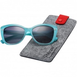 Oval Polarized Woman's Classic Jackie-O Cat Eye Retro Fashion Sunglasses - Turquoise Teal - Polarized Gradient Smoke - C8188X...
