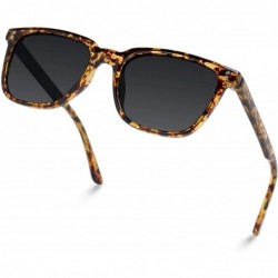 Rectangular Polarized Classic Square Modern Rectangular Men's Sunglasses - Lava Frame / Black Lens - CS18YZK9TIT $27.33