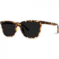 Rectangular Polarized Classic Square Modern Rectangular Men's Sunglasses - Lava Frame / Black Lens - CS18YZK9TIT $27.33
