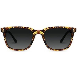 Rectangular Polarized Classic Square Modern Rectangular Men's Sunglasses - Lava Frame / Black Lens - CS18YZK9TIT $27.33