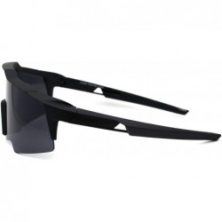 Oversized Robotic Futuristic Shield Plastic Sport Solid Black Lens Sunglasses - Matte Black - CB18Z3KL008 $13.79