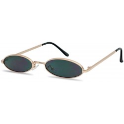 Oval Small Oval Vintage Sunglasses Slender Metal Frame Retro Steampunk Shades - Gold Frame - CS18EW0WE40 $21.11
