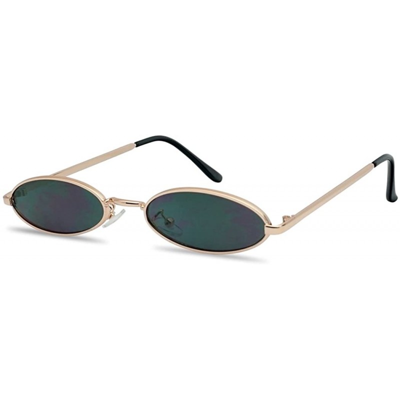 Oval Small Oval Vintage Sunglasses Slender Metal Frame Retro Steampunk Shades - Gold Frame - CS18EW0WE40 $11.66