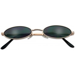 Oval Small Oval Vintage Sunglasses Slender Metal Frame Retro Steampunk Shades - Gold Frame - CS18EW0WE40 $11.66