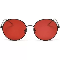 Round Retro Pearl Polarized Sunglasses Women Metal Round Frame party sunglasses Female Sunshade glasses UV - Red - C218Z43R24...