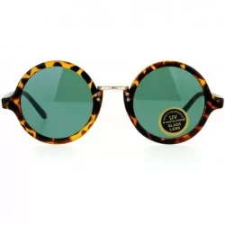 Round Temper Glass Shatterpoof Round Vintage Style Circle Lens Sunglasses - Tortoise Green - C8127FETVEL $18.48