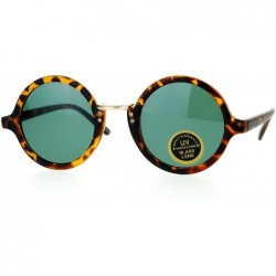 Round Temper Glass Shatterpoof Round Vintage Style Circle Lens Sunglasses - Tortoise Green - C8127FETVEL $11.09