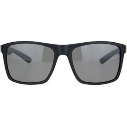 Rectangular Polarized Mens Wood Grain Arm Sport Horned Rim Sunglasses - Blue Wood Arm - CI18N8Z46HI $23.63