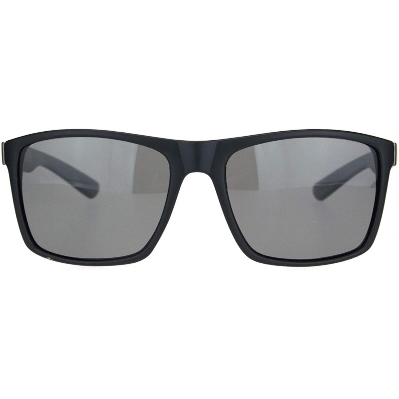 Rectangular Polarized Mens Wood Grain Arm Sport Horned Rim Sunglasses - Blue Wood Arm - CI18N8Z46HI $15.35
