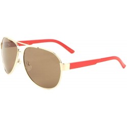 Round Polarized Temple Division Modern Round Aviator Sunglasses - Brown Red - CQ190UWNQWU $14.02