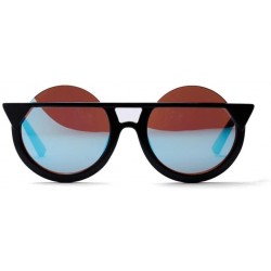 Cat Eye Cat Eye Sunglasses - Men Women Retro Vintage Personal Round Frame UV Glasses (D) - D - CF18E4UX42M $8.94