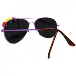 Aviator Rose Flower Decor Womens Aviator Sunglasses Thin Metal Frame - Purple - CH18606RDMZ $10.56