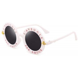 Round Retro Round Sunglasses Women Brand Designer English Letters Bee Black Gray - White Gray - C518YZWHNZ7 $12.20