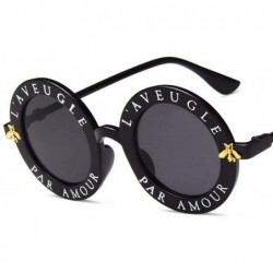 Round Retro Round Sunglasses Women Brand Designer English Letters Bee Black Gray - White Gray - C518YZWHNZ7 $12.20