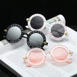 Round Retro Round Sunglasses Women Brand Designer English Letters Bee Black Gray - White Gray - C518YZWHNZ7 $12.20