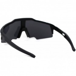 Oversized Robotic Futuristic Shield Plastic Sport Solid Black Lens Sunglasses - Matte Black - CB18Z3KL008 $13.79