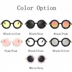 Round Retro Round Sunglasses Women Brand Designer English Letters Bee Black Gray - White Gray - C518YZWHNZ7 $12.20