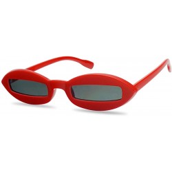Goggle Small Narrow Pointed Oval Clout Cut Out Lens Sunglasses Bad Bunny Style Goggles - Red Frame - Black - C018ESXTHYW $15.56
