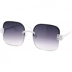 Rimless Womens Half Rim Rimless Style Square Sunglasses Vintage Retro Fashion - White (Smoke) - C118Y6340S8 $22.47