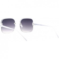 Rimless Womens Half Rim Rimless Style Square Sunglasses Vintage Retro Fashion - White (Smoke) - C118Y6340S8 $9.41