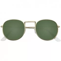 Round Fashion Round Sunglasses Men Women's Vintage Retro Mirror Glasses - Green G15 - CD18TR5L0CE $11.54