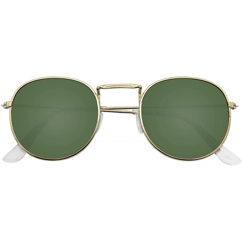 Round Fashion Round Sunglasses Men Women's Vintage Retro Mirror Glasses - Green G15 - CD18TR5L0CE $11.54