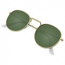 Round Fashion Round Sunglasses Men Women's Vintage Retro Mirror Glasses - Green G15 - CD18TR5L0CE $11.54