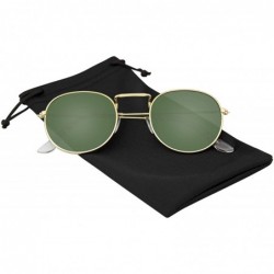 Round Fashion Round Sunglasses Men Women's Vintage Retro Mirror Glasses - Green G15 - CD18TR5L0CE $11.54