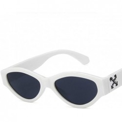 Oval Unisex Sunglasses Retro Bright Black Grey Drive Holiday Oval Non-Polarized UV400 - White Grey - CB18RLIZW0T $8.87