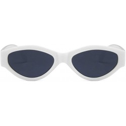 Oval Unisex Sunglasses Retro Bright Black Grey Drive Holiday Oval Non-Polarized UV400 - White Grey - CB18RLIZW0T $8.87