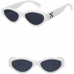 Oval Unisex Sunglasses Retro Bright Black Grey Drive Holiday Oval Non-Polarized UV400 - White Grey - CB18RLIZW0T $8.87