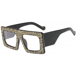 Square Vintage Sunglasses Designer Diamond Gradient - Black&clear - CX18SH9N64T $15.53