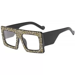 Square Vintage Sunglasses Designer Diamond Gradient - Black&clear - CX18SH9N64T $24.64