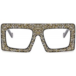 Square Vintage Sunglasses Designer Diamond Gradient - Black&clear - CX18SH9N64T $15.53