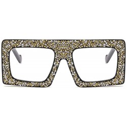 Square Vintage Sunglasses Designer Diamond Gradient - Black&clear - CX18SH9N64T $15.53