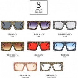 Square Vintage Sunglasses Designer Diamond Gradient - Black&clear - CX18SH9N64T $15.53