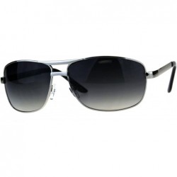 Rectangular Mens Fashion Sunglasses Metal Oval Rectangular Frame Navigator UV 400 - Silver (Smoke) - CW18DRTZTS5 $12.96