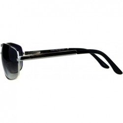 Rectangular Mens Fashion Sunglasses Metal Oval Rectangular Frame Navigator UV 400 - Silver (Smoke) - CW18DRTZTS5 $12.96