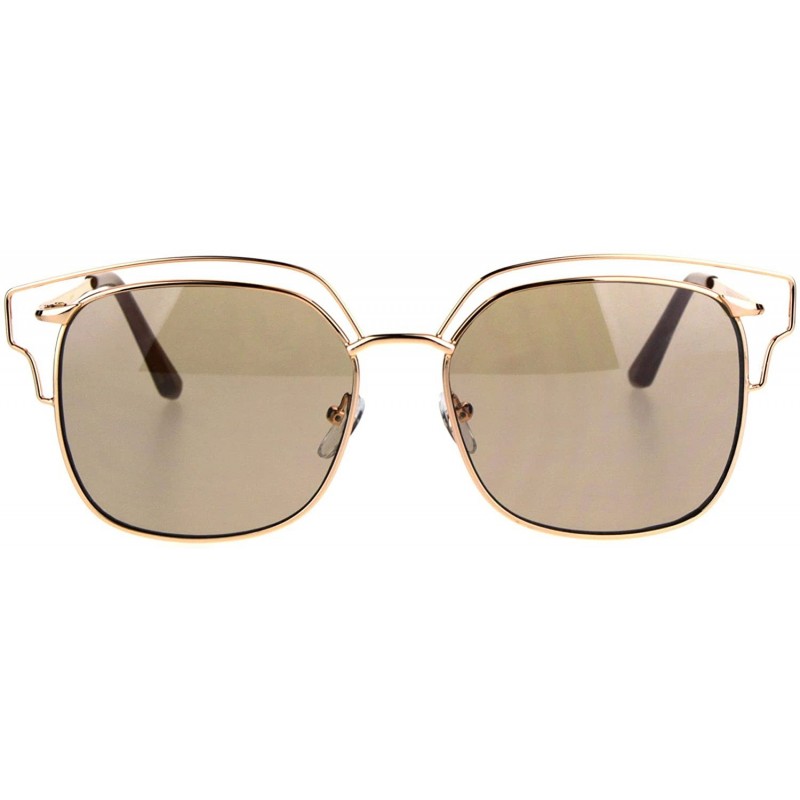 Square Womens Fashion Sunglasses Gold Square Metal Frame Wire Accent Top UV 400 - Gold - C71889E47K6 $8.91